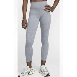 Nike One Women Grey/Heather High-Waisted 7/8 Pockets Leggings (FN3241-084) Sz L